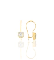 Gümüş altın yaldızlı zirkon taşlı çengelli kare küpe SGTL10286GOLD