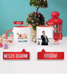 Tarih Öğretmeni Kupa Bardak Turuncu Fotoğraflı