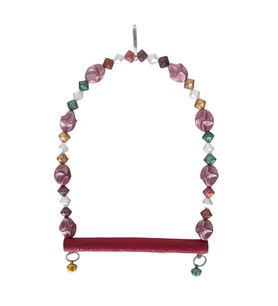 Boncuklu Ve Tünekli Kuş Salıncağı 10 cm-14 cm Bordo