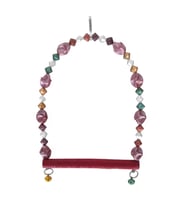 Boncuklu Ve Tünekli Kuş Salıncağı 10 cm-14 cm Bordo