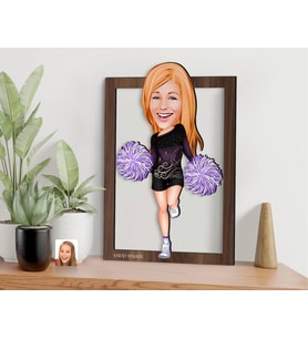 BK Gift Kişiye Özel Kadın Amigo Karikatürlü 3D Ahşap Tablo-1, Sevgiliye Hediye, Arkadaşa Hediye, Doğum Günü Hediyesi