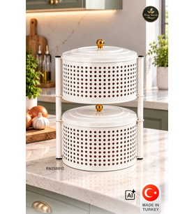River World Beyaz Renk 2 Sabit Bölmeli Tekerleksiz Metal Sebzelik