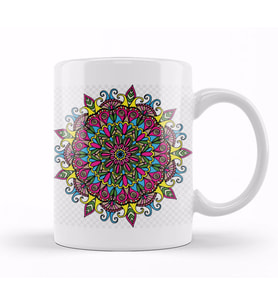 Mandala Renkli Hat Sanatı 01 Kupa Bardak Porselen