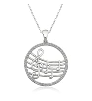 Hk Gümüş Kadın Kolye Müzik Temalı Gümüş Takı Hediyelik Ürünler