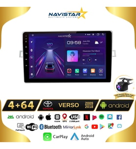 Toyota Verso 2009-2018 Model 4GB + 64GB Android 13 Kablosuz Carplay Navigasyon Multimedya Sistemi