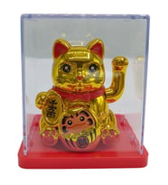 Maneki Neko El Sallayan Mini Şans Kedisi Gold Solar Güneş Enerjili 5x5cm S3GLD03