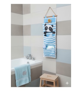Panda Baskılı 3 Cepli Çok Amaçlı Askılı Duvar Tipi Dolap Içi Banyo Mutfak Düzenleyici Organizer 20 x 60 (Standart)