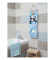 Panda Baskılı 3 Cepli Çok Amaçlı Askılı Duvar Tipi Dolap Içi Banyo Mutfak Düzenleyici Organizer 20 x 60 (Standart)