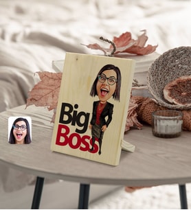 BK Gift Kişiye Özel Kadın Big Boss Karikatürlü Dekoratif Ahşap Çerçeve Model 2