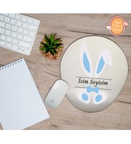 Kişiye Özel Mavi Tavşan Temalı Mouse Pad Bilek Destekli