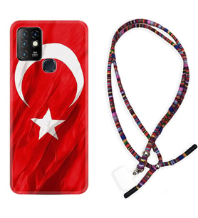 INFINIX Hot 8 9 10 11S Hot 10 Play 10T Kılıf Boyun Asklı Rasta Silikon Şanlı Türk Bayrağı 4 1401