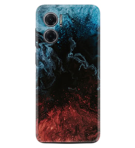 Xiaomi Redmi Note 11E Kılıf Resimli Desenli Baskılı Silikon Red Blue Black Abstact 1386