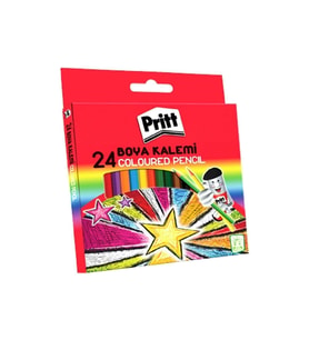 Pritt Kuru Boya Karton Kutu Tam Boy 24 Renk Uzun Kuru Boya (Karışık)