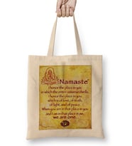 Namaste Yazı Meditasyon 04 Bez Çanta Uzun Saplı