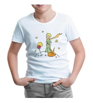 Küçük Prens - Gezegen Kırmızı Gül Beyaz Çocuk Tshirt