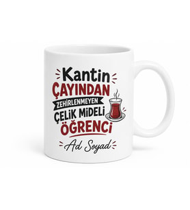Kantin Çayından Zehirlenmeyen Çelik Mideli Öğrenci Seramik Kupa Hediye Bardak