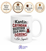 Kantin Çayından Zehirlenmeyen Çelik Mideli Öğrenci Seramik Kupa Hediye Bardak