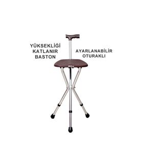 WİPPERMAN MARKA OTURAKLI BASTON TABURE YÜKSEKLİK AYARLI İTHAL HAFİF GENİŞ OTURMA YERİ