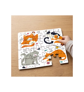 Sevimli Kedicikler Tasarımlı 24 Parça Ahşap Çocuk Puzzle MPK0447