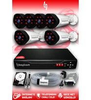 BAYICAM 6 Kameralı Uzay 6 Dış Kamera Set 1 TB HDD Full HD Gece Görüşlü Güvenlik Kamerası Sistemi