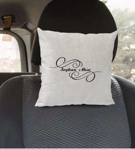 BK Gift Kişiye Özel İsimli Kare Araç Koltuk Yastığı-3