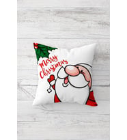 Merry Christmas Çift Tarafı Baskılı Gizli Fermuarlı Yastık Kılıfı Kırlent Koltuk Yastık Kılıfı (Beyaz)