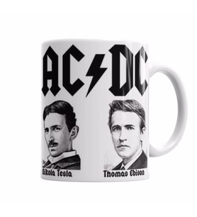 AC DC Tesla ve edison Kupa Bardak Porselen