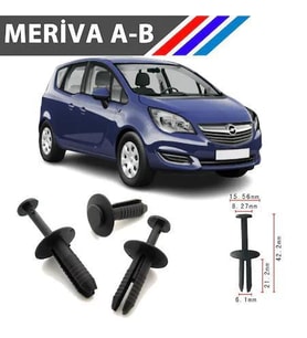 Opel Meriva A-B Tampon Klipsi 51111964186 M1764-4 50 Adet