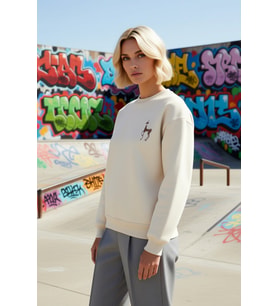 Kadın Bisiklet Yaka Düşük Kol Nakışlı Regular Kalıp Örme Sweatshirt Fonksiyonel Dayanıklı Şık