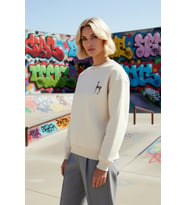 Kadın Bisiklet Yaka Düşük Kol Nakışlı Regular Kalıp Örme Sweatshirt Fonksiyonel Dayanıklı Şık
