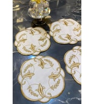 Sarmaşık Gold 6'lı Kokteyl Sunum Peçetesi Linen Keten Kumaş Sunumluk Peçete