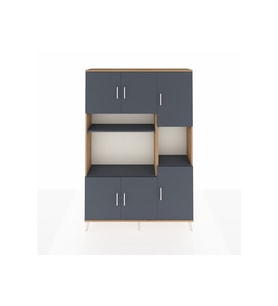 Arges Gardrop 9 Raflı 6 Kapaklı 132x30x195 Çam-Antrasit