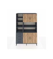 Hyperion Dolap 9 Raflı 4 Çekmeceli 4 Kapaklı 132x44x195 Antrasit-Çam/Antrasit