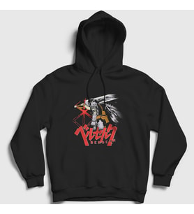 Presmono Unisex Siyah Sacrifice Anime Berserk Kapüşonlu Sweatshirt 126601tt