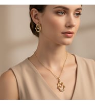 STİL İNCİSİ/XUPING JEWELRY KEMİK MODEL ZİRKON TAŞLI KOLYE TAKIM (Altın Rengi)