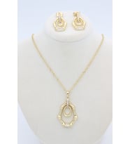 STİL İNCİSİ/XUPING JEWELRY KEMİK MODEL ZİRKON TAŞLI KOLYE TAKIM (Altın Rengi)