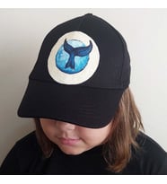 Erkek Kep Şapka El Boyaması Siyah Whale