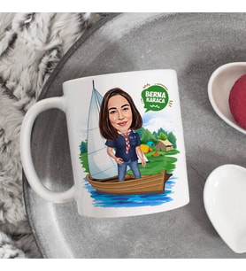 Kişiye Özel Karikatürlü Sandaldaki Kadın Kupa Bardak