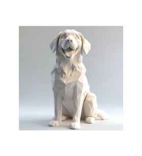 Golden Retriever golden köpek Heykel Biblo Dekoratif Obje 12 Cm 3D BASKI PLA PLASTİK BEYAZ