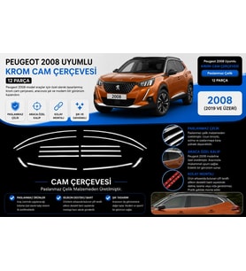Drs Tuning Peugeot 2008 Uyumlu Cam Çerçevesi Paslanmaz Çelik Parça