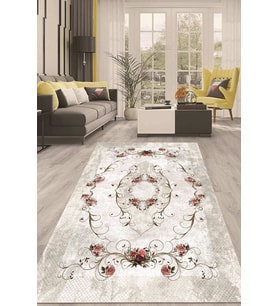Dijital Kaymaz Taban Yıkanabilir Modern Renkli Salon Halısı Mutfak Halısı Yolluk ND-HT-145 (Gri)