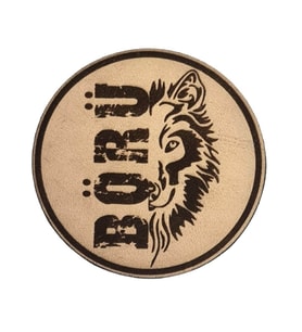 BÖRÜ YAZILI - Deri PEÇ - Arma - Askeri Patch (Bej)