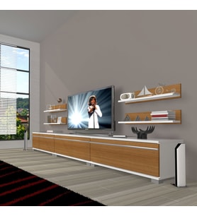 Decoraktiv Eko 270R Mdf Tv Ünitesi Tv Sehpası (Beyaz - Ceviz)