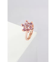 Ametist Taşlı Rose Renk Ayarlanabilir Lotus Gümüş Bayan Yüzük