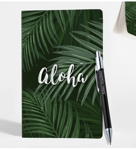 Kişiye Özel Siyah ve Gümüş Renk Metal Tükenmez Kalem & Çizgisiz Defter Set GDTK-909109