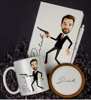 Kişiye Özel Karikatür Tasarım Defter Kalem Kupa Ve Bardak Altlığı Hediye Seti 96315