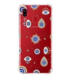 PrintiFy Samsung Galaxy A30 Uyumlu Nazar Boncuğu 5 Baskılı Şeffaf Köşe Korumalı Antişok Kılıf