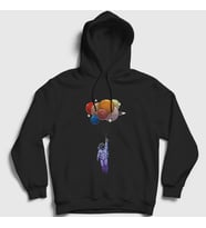 Presmono Unisex Siyah Balloons Astronaut Space Astronot Uzay Kapüşonlu Sweatshirt 282161tt