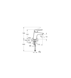 Artema Solid S Lavabo Bataryası A42440 (Gümüş)