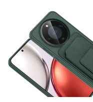 Honor X9D Kılıf Deri Dokulu ve Kartlıklı BiKart TPU Premium Kapak (Koyu Yeşil)